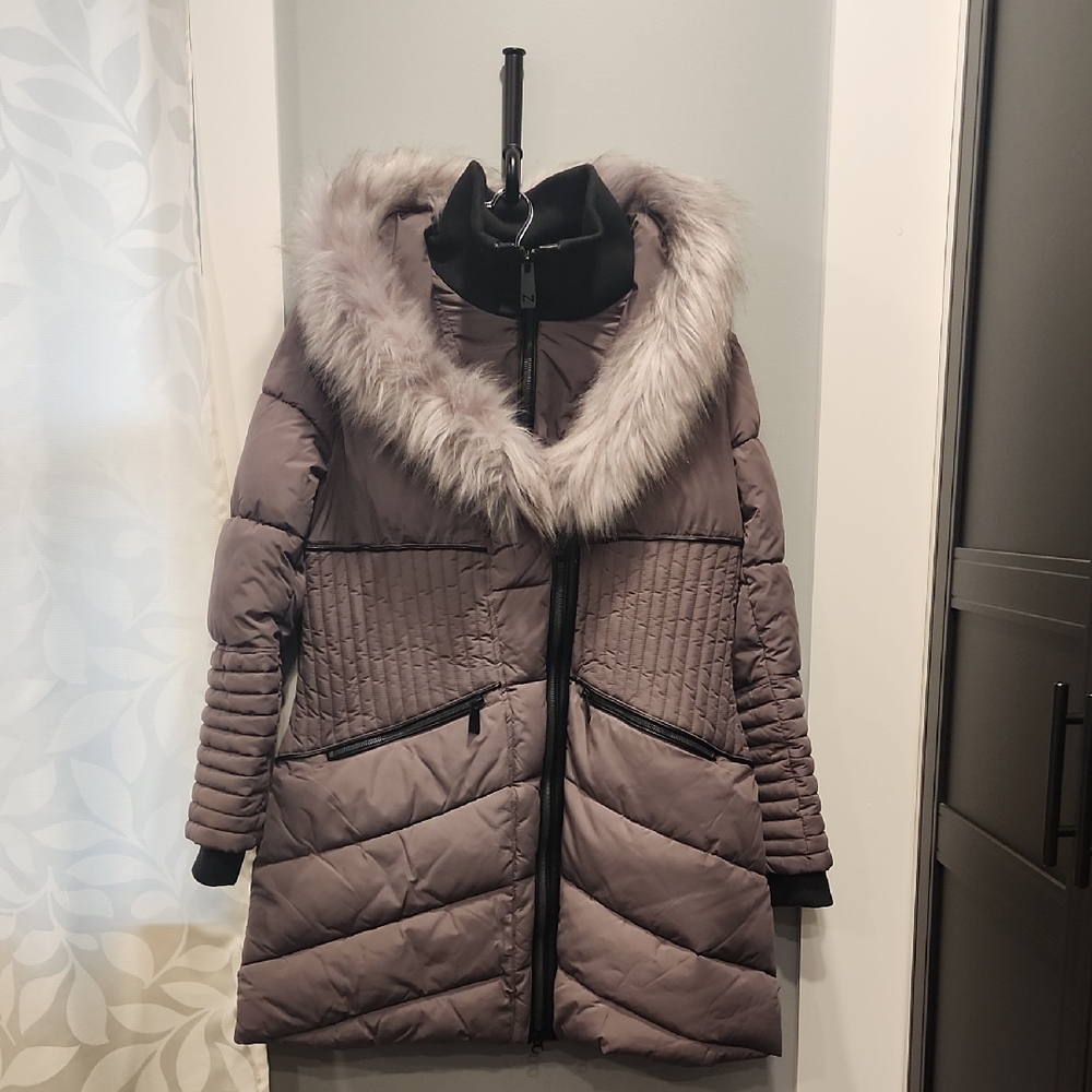 Noize Women's Fur-Trimmed Puffer Jacket - Taupe